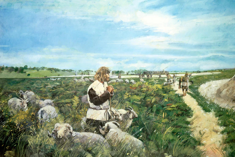 Painting of prehistoric farmer