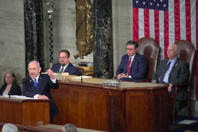 Benjamin Netanyahu speaks in the US Congress.