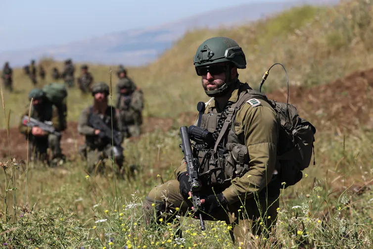 Israeli soldiers training near the Lebanese border.