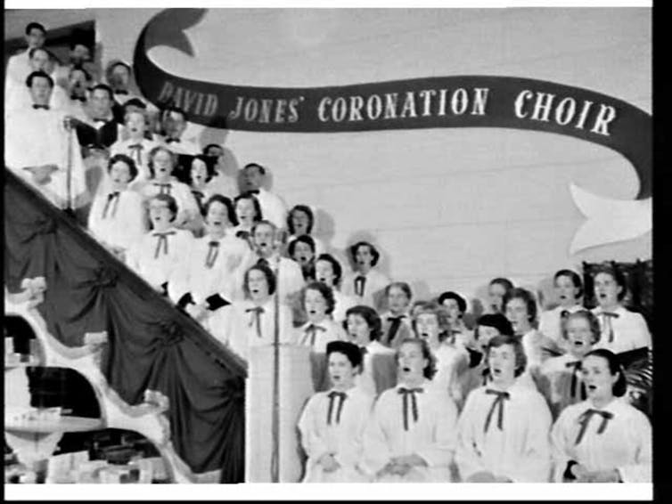 A choir on stairs.