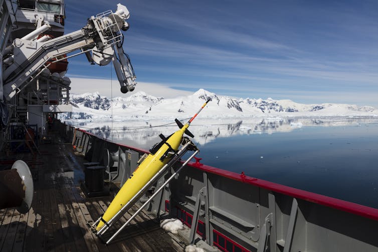 research equipment on boat near Antarctica