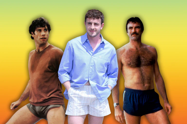 John Travolta dans le film Perfect, Paul Mescal lors d'un défilé Gucci et Tom Selleck dans Magnum.