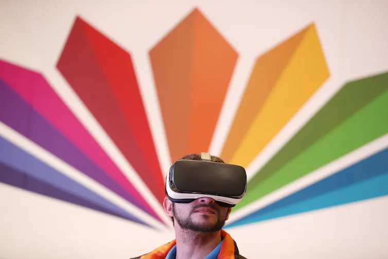 a man wearing a VR headset