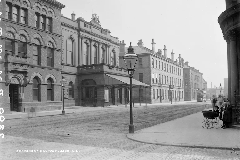 Ulster Hall in 1890 - second building from the left.
