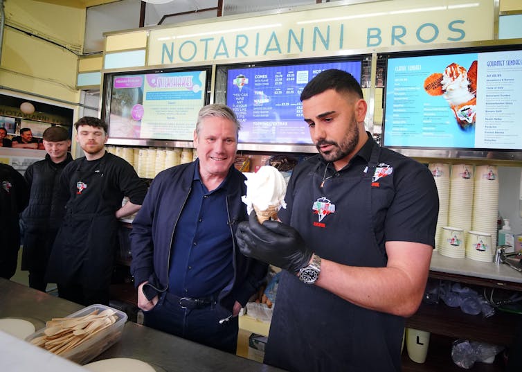 Keir Starmer visiting an ice cream shop in Blackpool