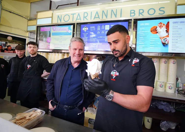 Keir Starmer visiting an ice cream shop in Blackpool