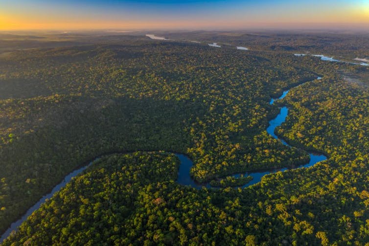 Fotografia aérea do Parque Estadual Cristalino II, no Mato Grosso.
