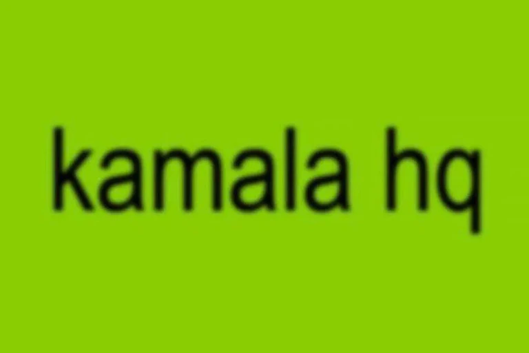 The words "kamala hq" on a lime green background
