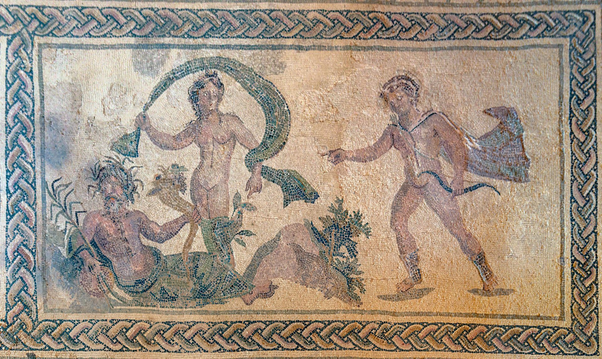 A mosaic of a man and woman.
