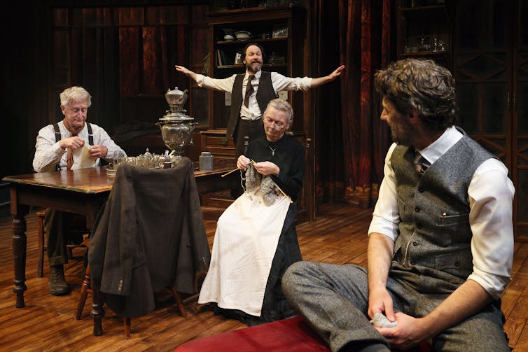 The cast on stage.