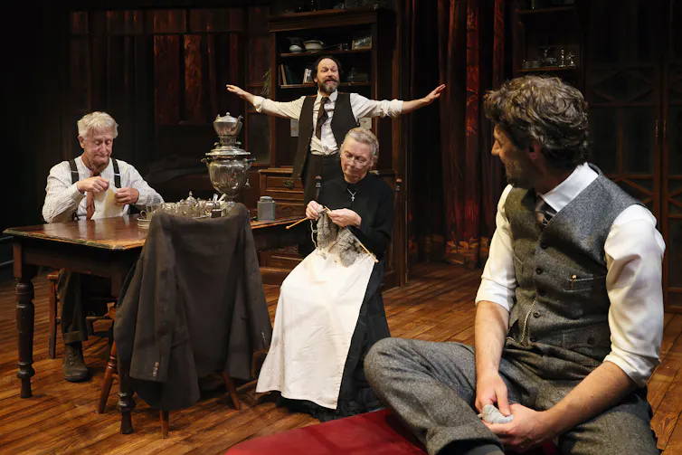 The cast on stage.