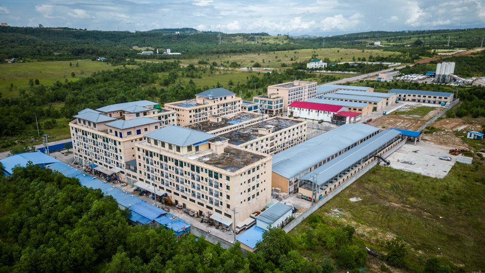 Aerial view of the K99 Group Triumph City compound, Otres Village, Sihanoukville, Cambodia.