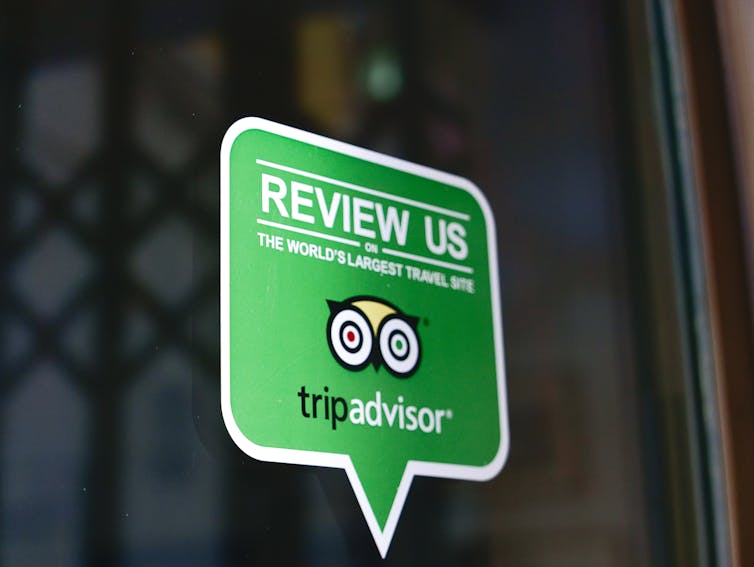 Tripadvisor advert in hotel window