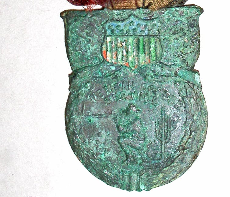 A medal worn by Pfc McAllister.