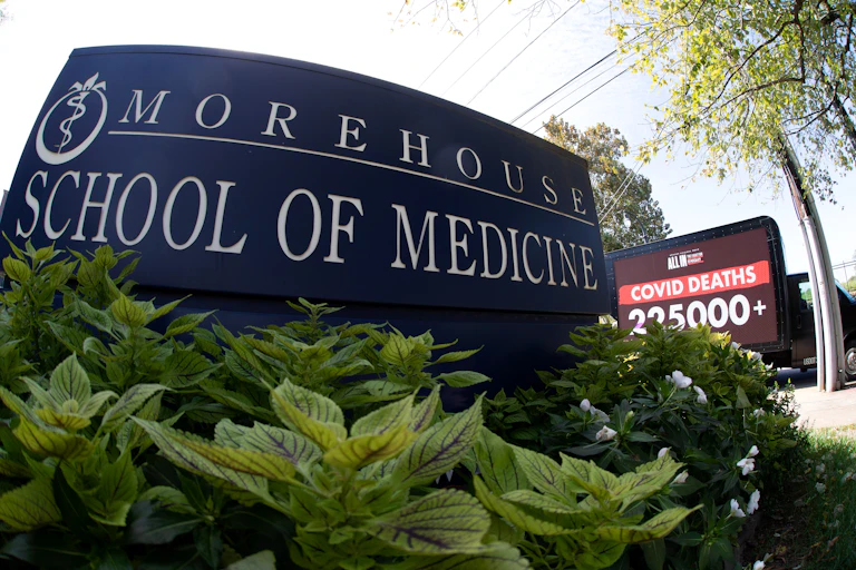 A large sign marks the Morehouse School of Medicine