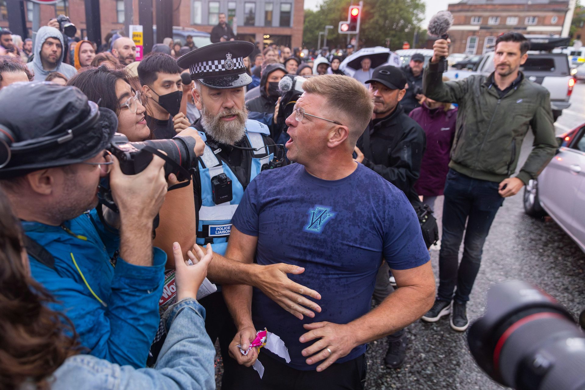 A man in an angry exchange with the police. 
