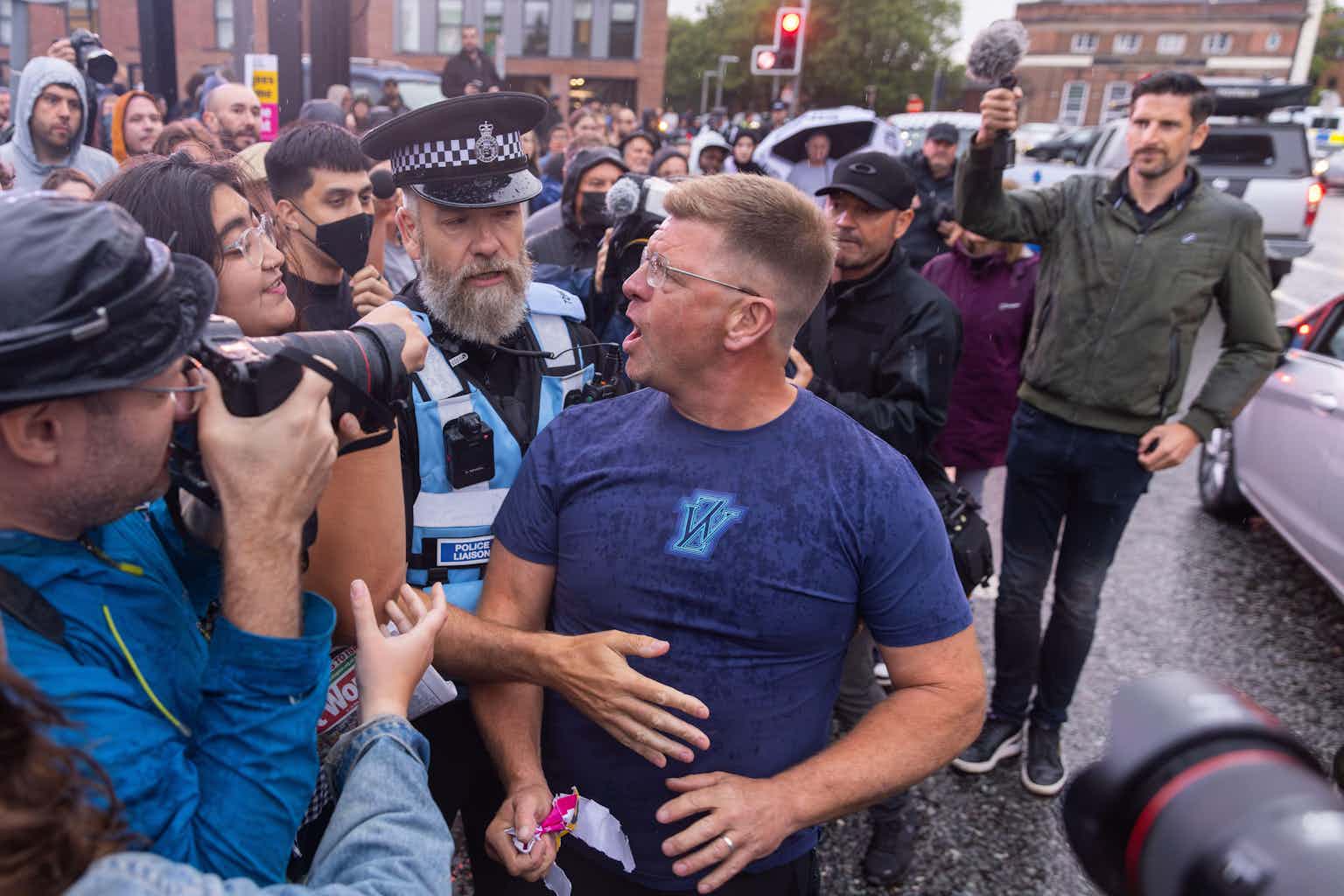 A man in an angry exchange with the police.