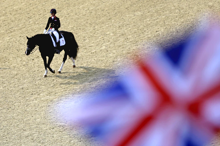 Charlotte Dujardin with her horse Valegro after winning gold at the London Olympics