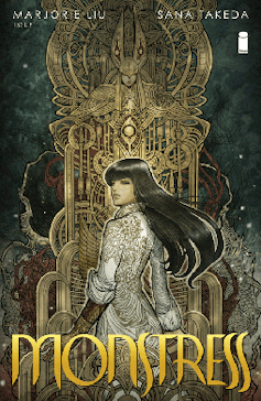 Front cover of the first Monstress featuring Maika Half-Wolf