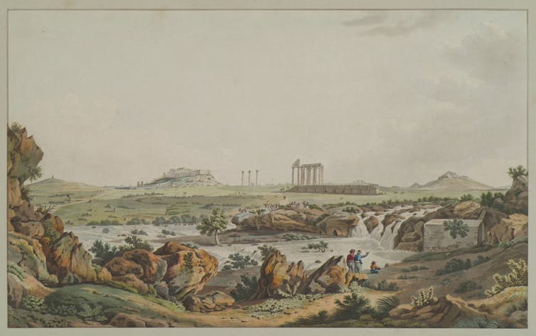 A 19th century landscape painting of the Ilissus river, by Edward Dodwell