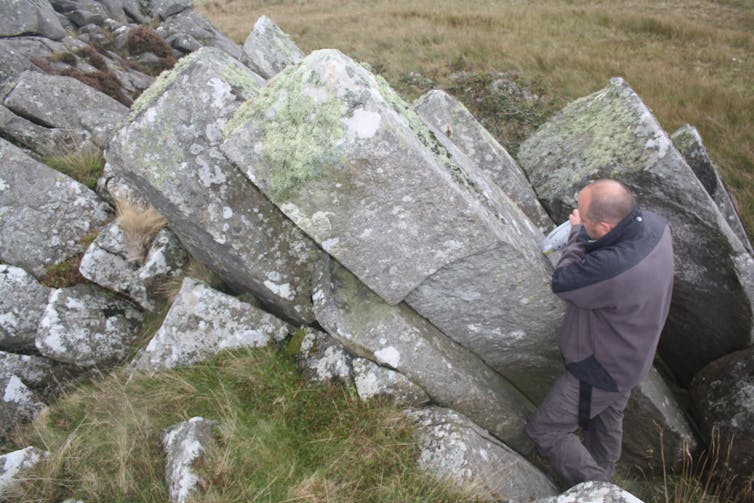 Nicholas Pearce at Carn Goedog, a source of Stonehenge bluestones.