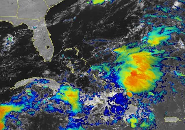 Storms on radar over the Caribbean