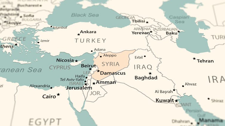 Syria on a map.