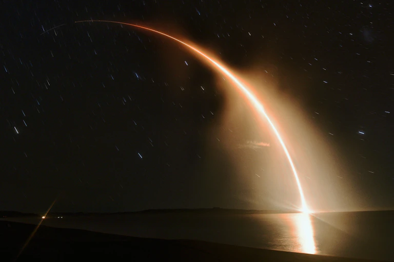The launch of CAPSTONE aboard a Rocket Lab Electron system as seen in the town of Nuhaka on the eastern cape of New Zealand.