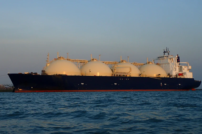 Gas tanker moored at a wharf in Darwin