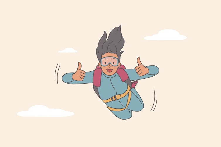 Woman skydiving