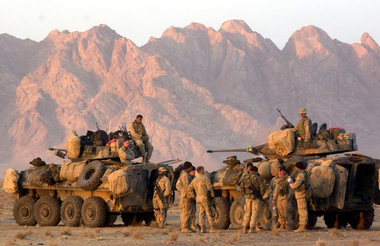 US Marines near Kandahar, Afghanistan, in December 2001.
