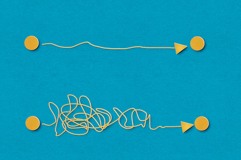 Two lines, one direct and one very squiggly.