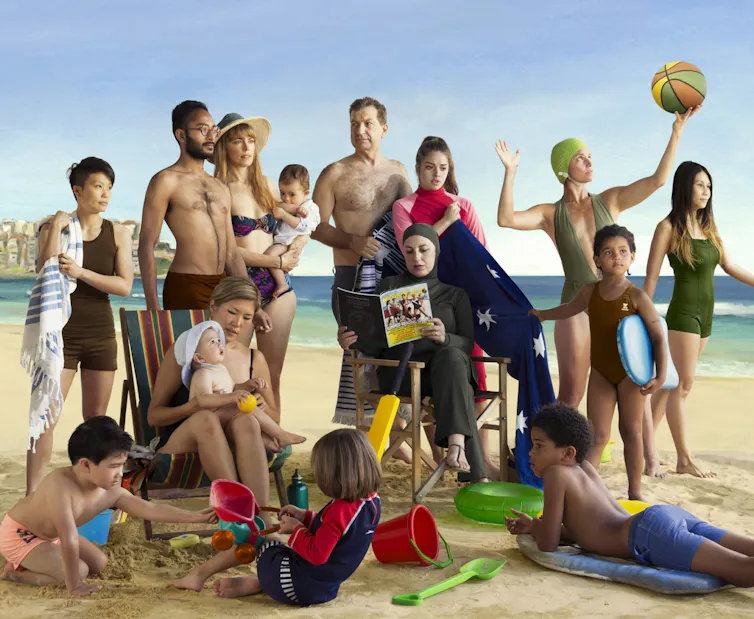 A posed photo on the beach.