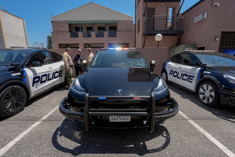 Zero-emission police cars in South Pasadena, California