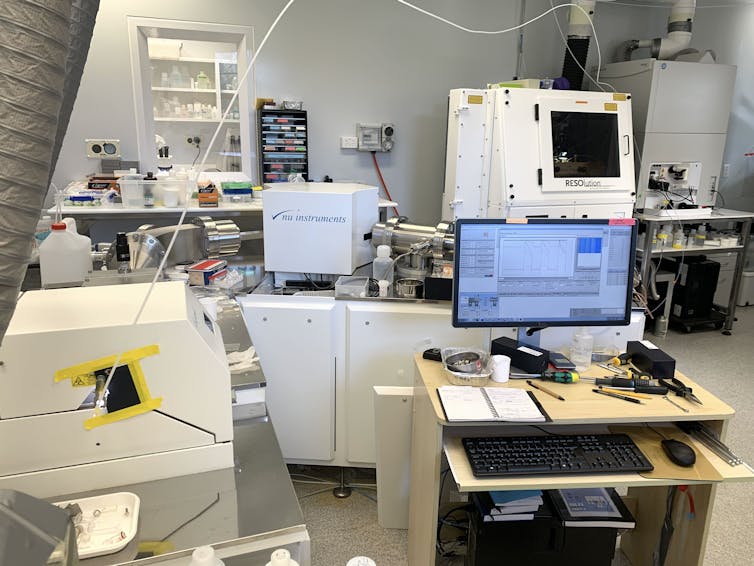 Photo of a laboratory with computers and other equipment