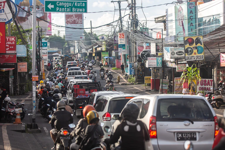 A congested road in Bali.