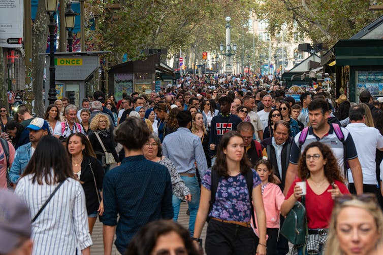 A busy street in Barcelona.