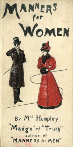 A capa de um livro intitulado 'Manners for Women', da Sra. Humphry