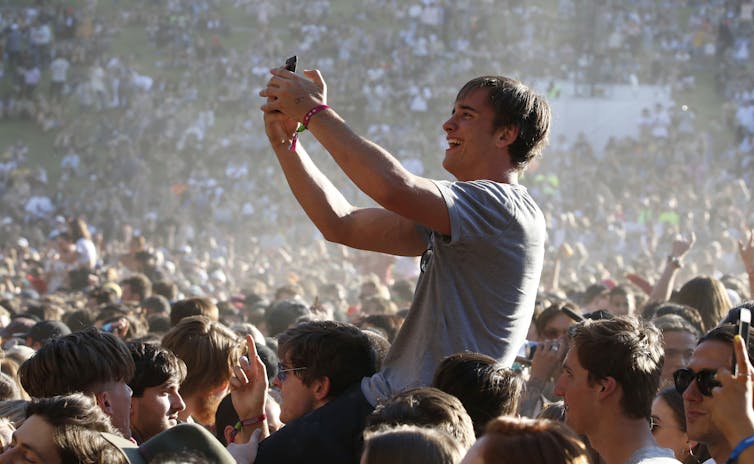 A crowd at a music festival