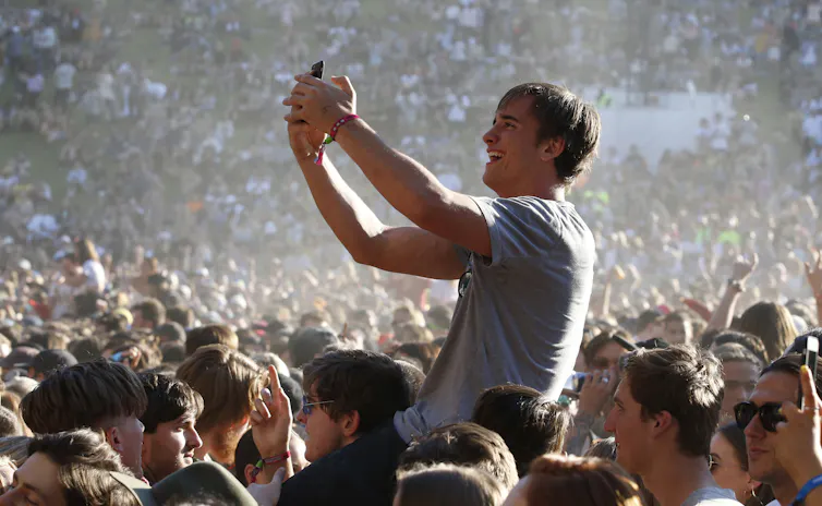 A crowd at a music festival