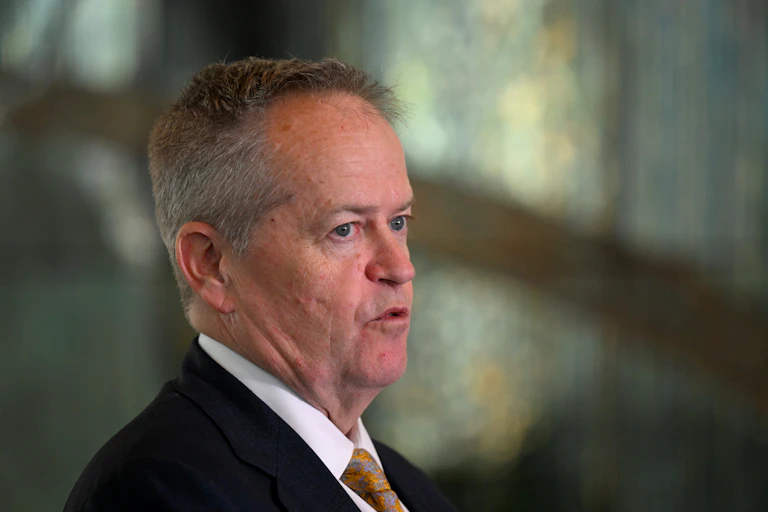 NDIS minister Bill Shorten talking