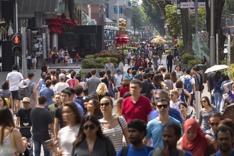 Pedestrians on a crowded street
