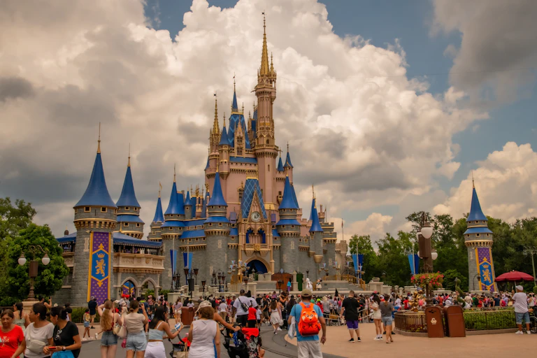 Castle and crowds at Walt Disney World in Florida