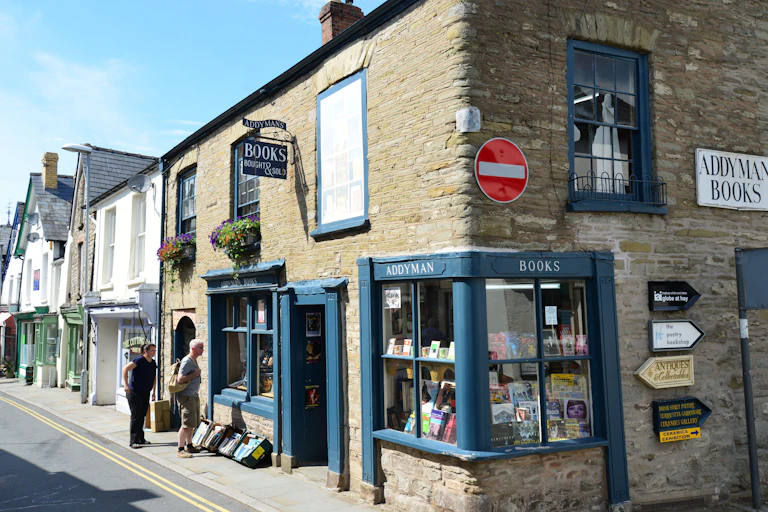 exterior of Addyman bookshop in Hay on Wye in Wales