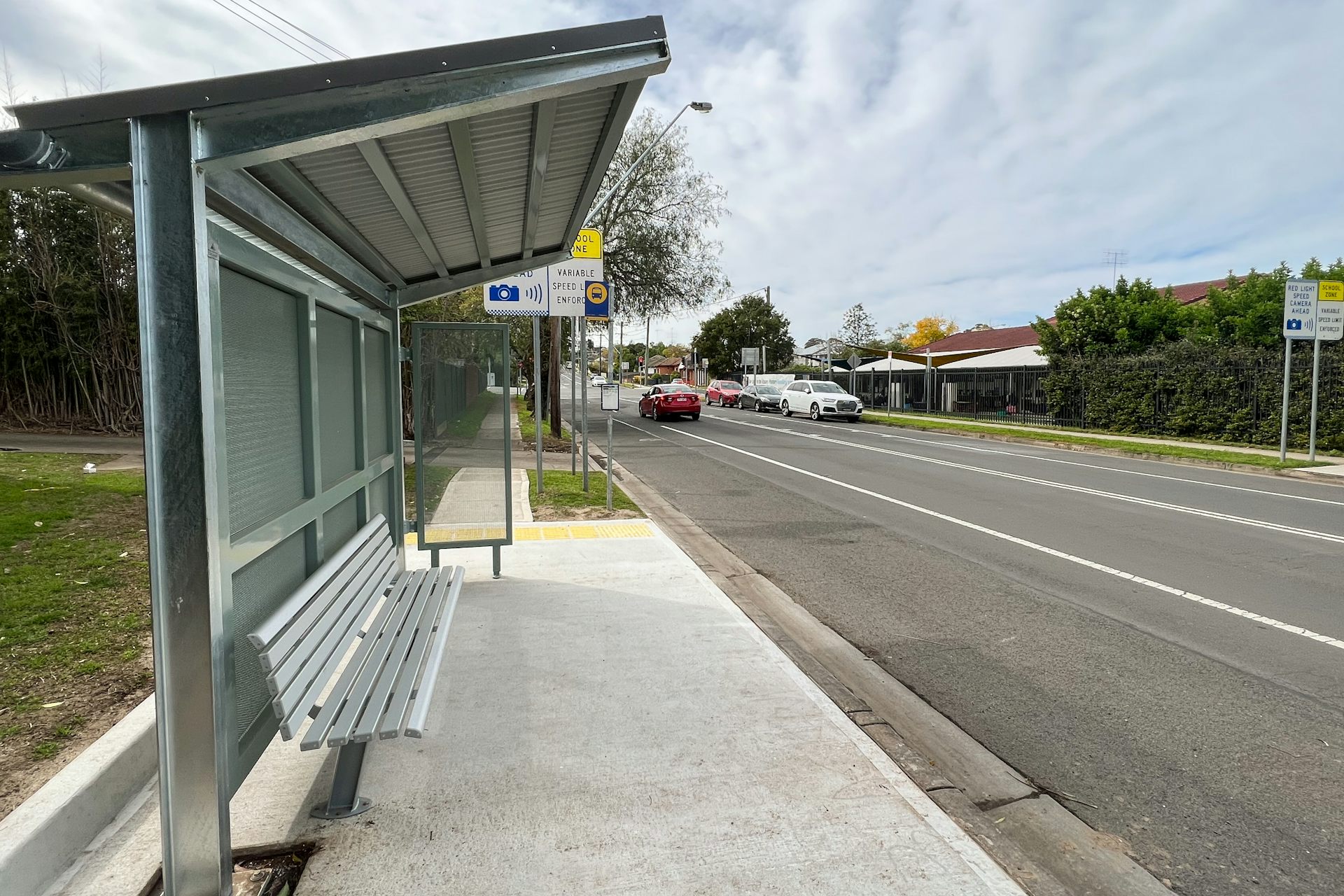 A new bus stop in the suburb of St Marys in Sydney's west.