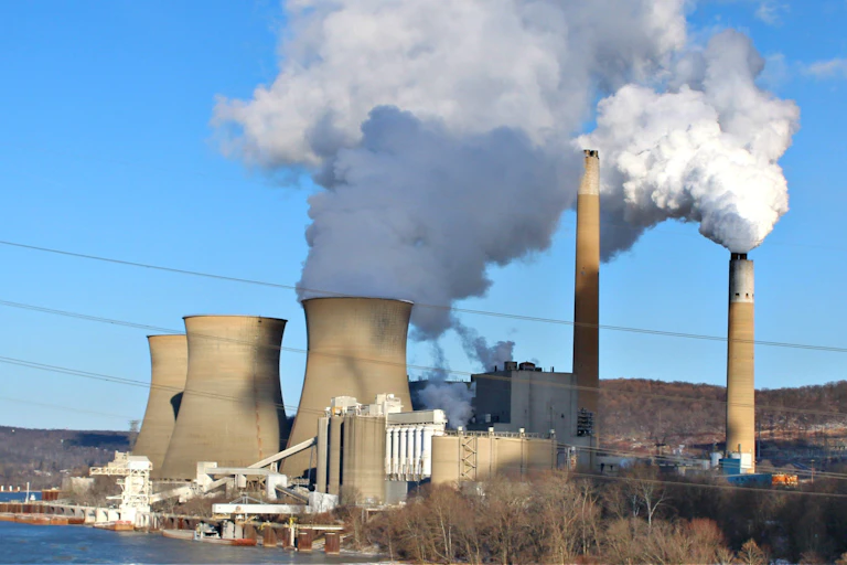 The Bruce Mansfield Power Plant operated on the Ohio River in Beaver County, Pennsylvania, until 2019.