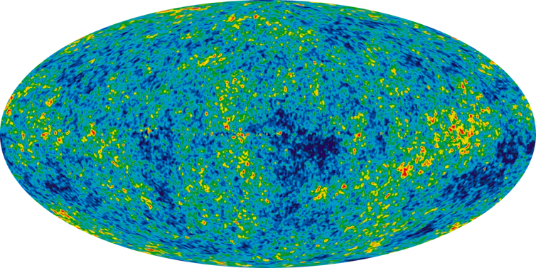 A diagram showing several darker and lighter specks of color.