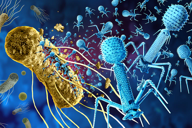 Phage and Bacteriophage replicating inside a pathogen as a virus that infects bacteria
