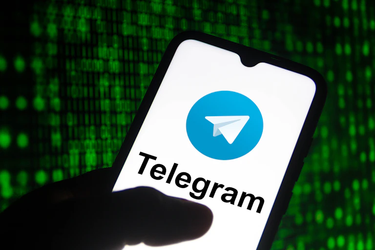Telegram logo displayed on a smartphone