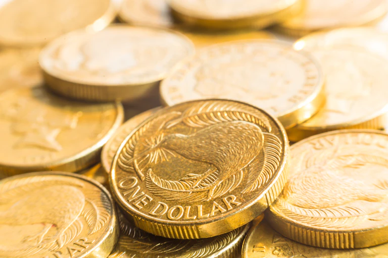 Pile of NZ $1 coins